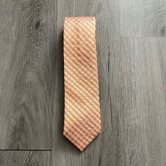 Calvin Klein Peach Checkered Tie - Picture 1 of 5